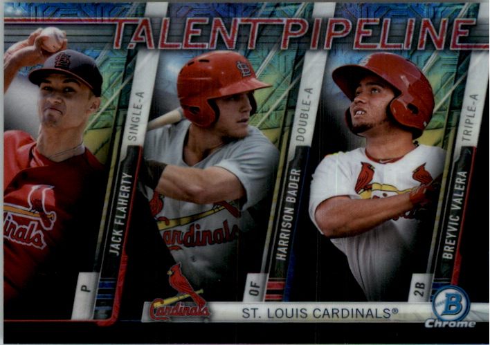 2017 Bowman Chrome Mega Box Talent Pipeline Refractors #TPSTL Jack Flaherty/Harrison Bader/Breyvic Valera