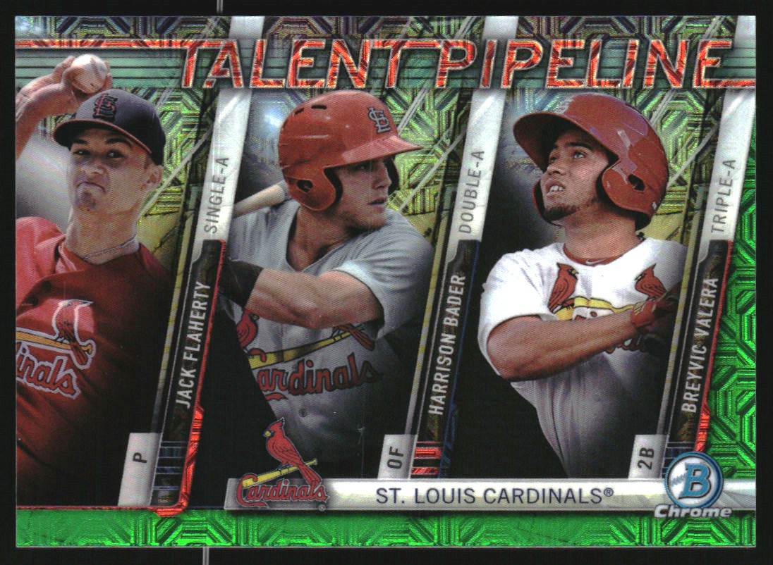 2017 Bowman Chrome Mega Box Talent Pipeline Green Refractors #TPSTL Jack Flaherty/Harrison Bader/Breyvic Valera