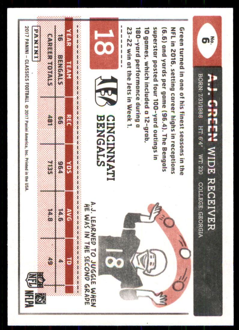 2017 Classics Red Back #6 A.J. Green back image