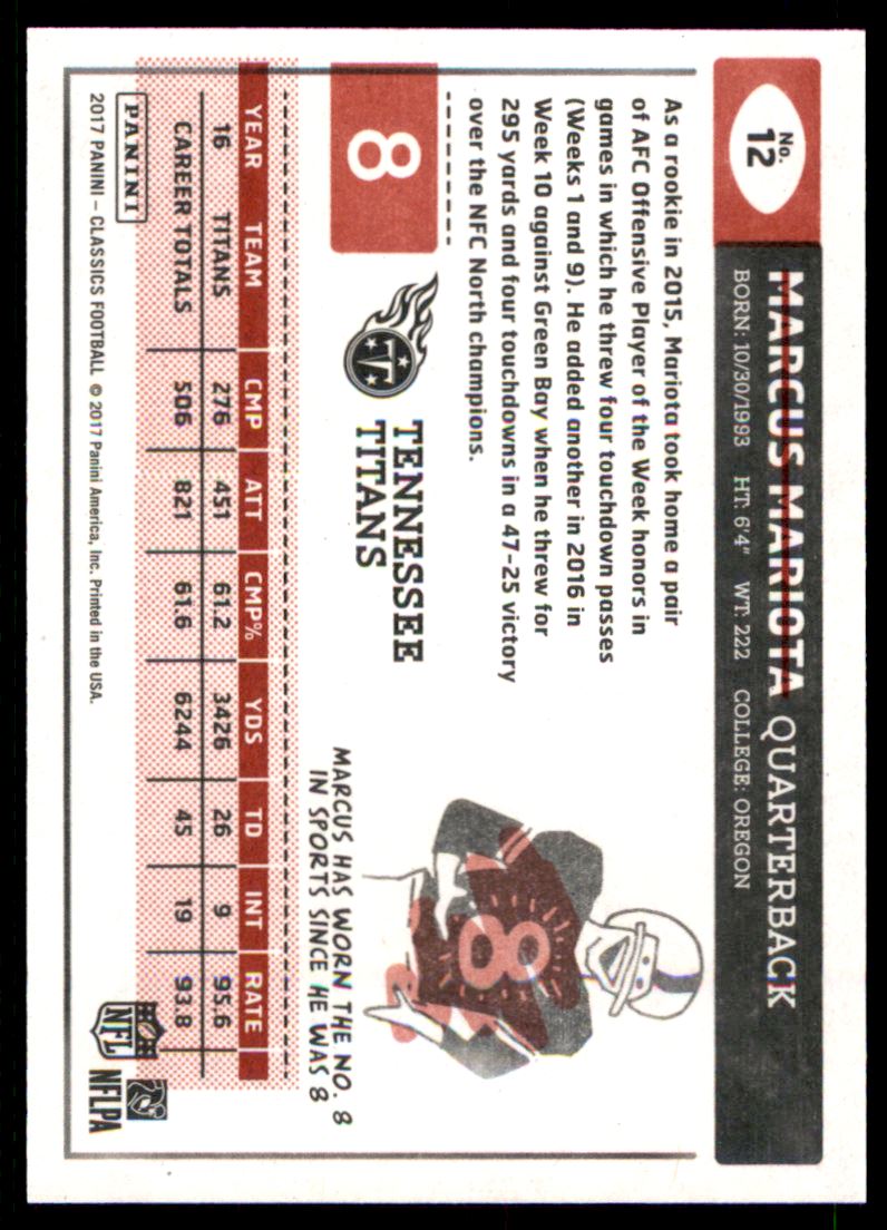 2017 Classics Red Back #12 Marcus Mariota back image