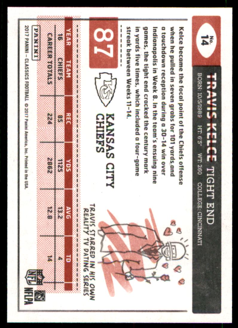2017 Classics Red Back #14 Travis Kelce back image