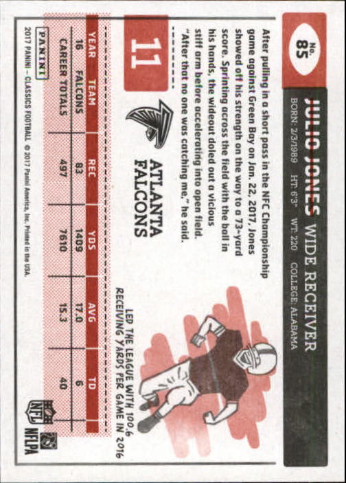 2017 Classics Red Back #85 Julio Jones back image
