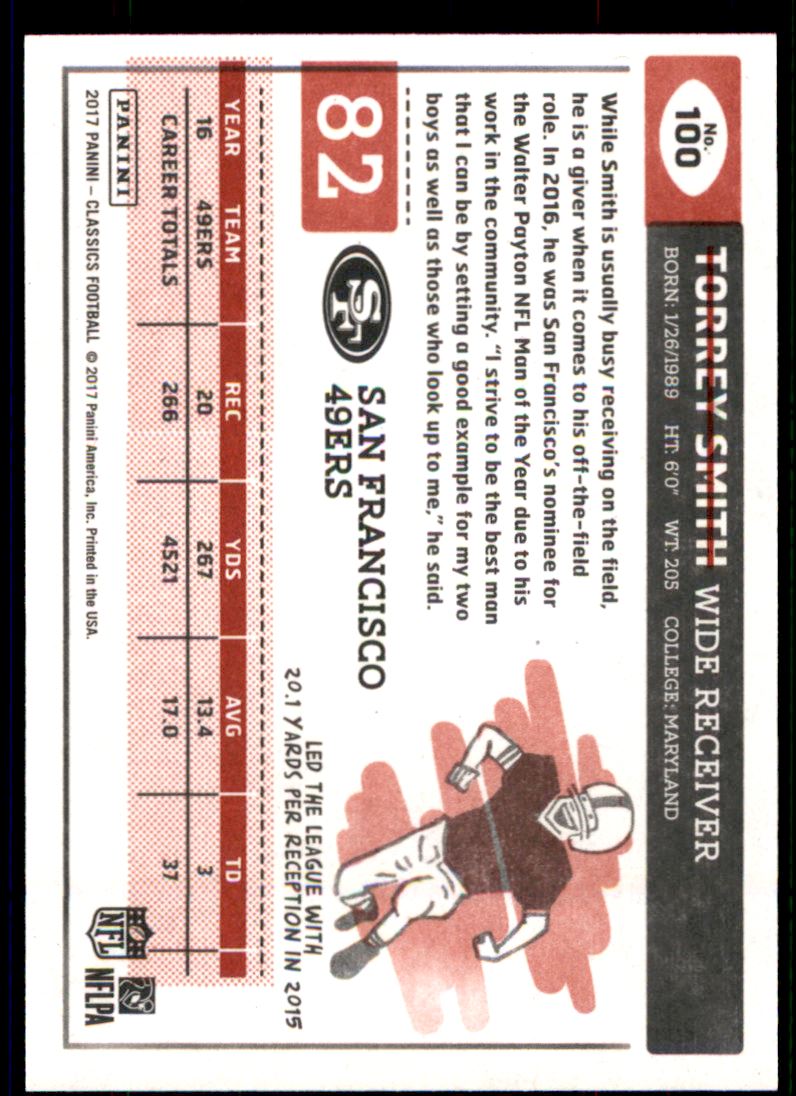 2017 Classics Red Back #100 Torrey Smith back image