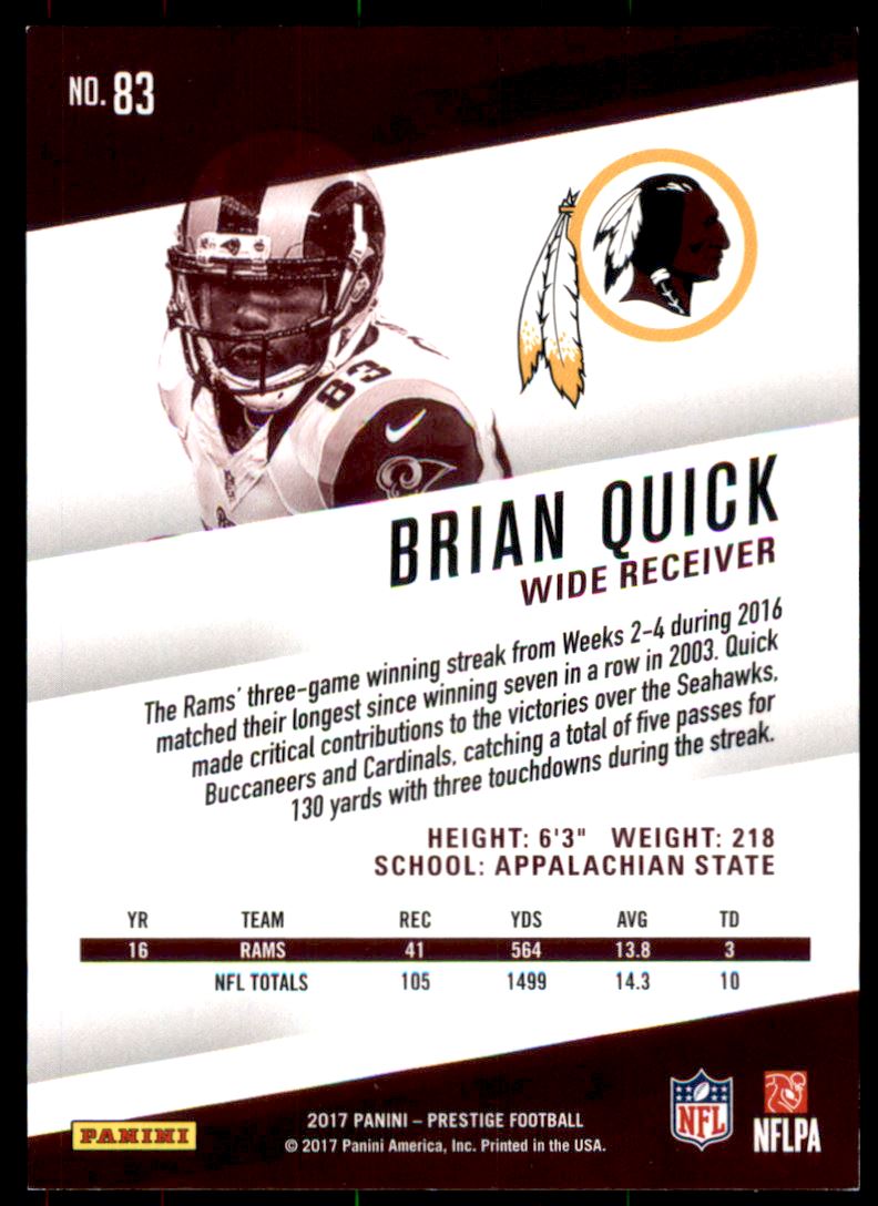 2017 Prestige Xtra Points Gold #83 Brian Quick back image