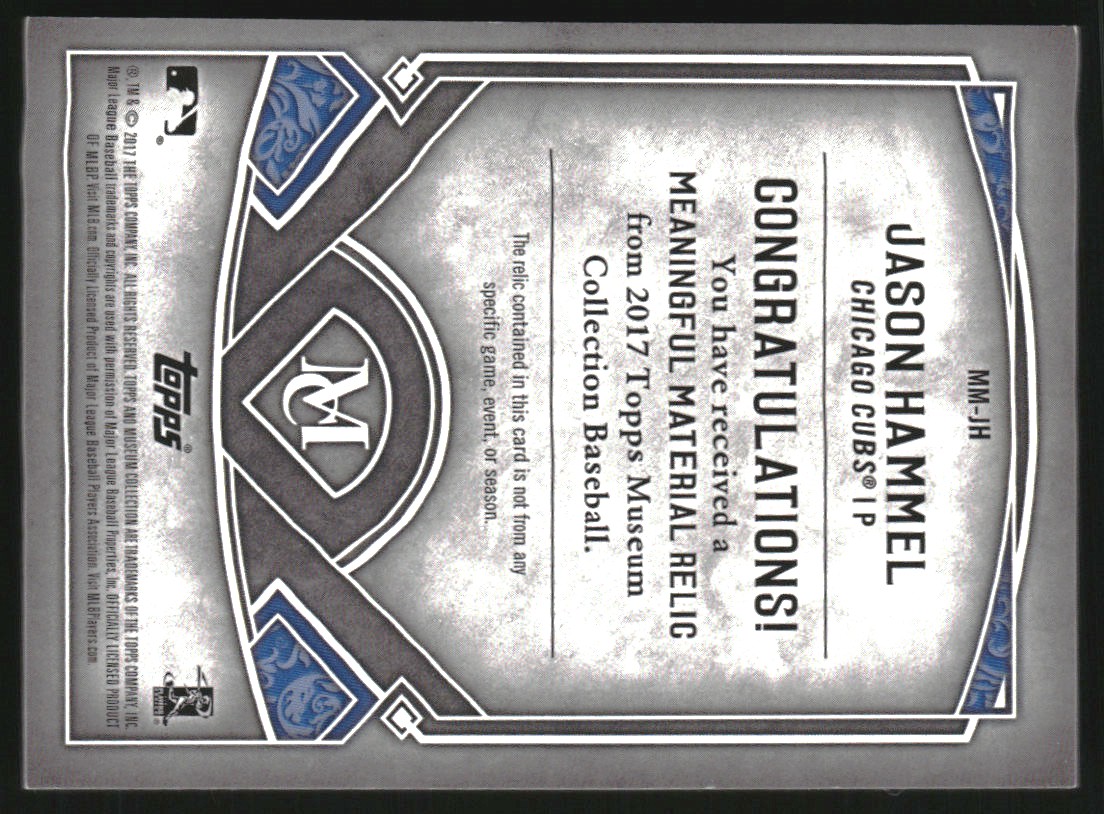 2017 Topps Museum Collection Meaningful Materials Relics Copper #MMJH Jason Hammel back image