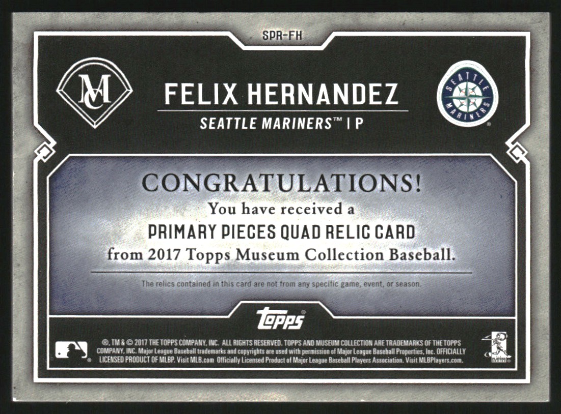 2017 Topps Museum Collection Primary Pieces Quad Relics #SPRFH Felix Hernandez