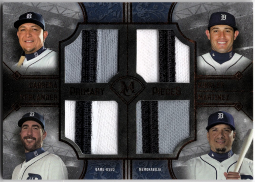 2017 Topps Museum Collection Primary Pieces Four Player Quad Relics Copper #FPQCKVM Victor Martinez/Miguel Cabrera/Ian Kinsler/Justin Verlander