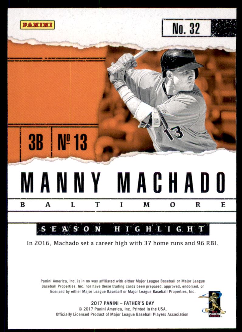 2017 Panini Father's Day #32 Manny Machado BB