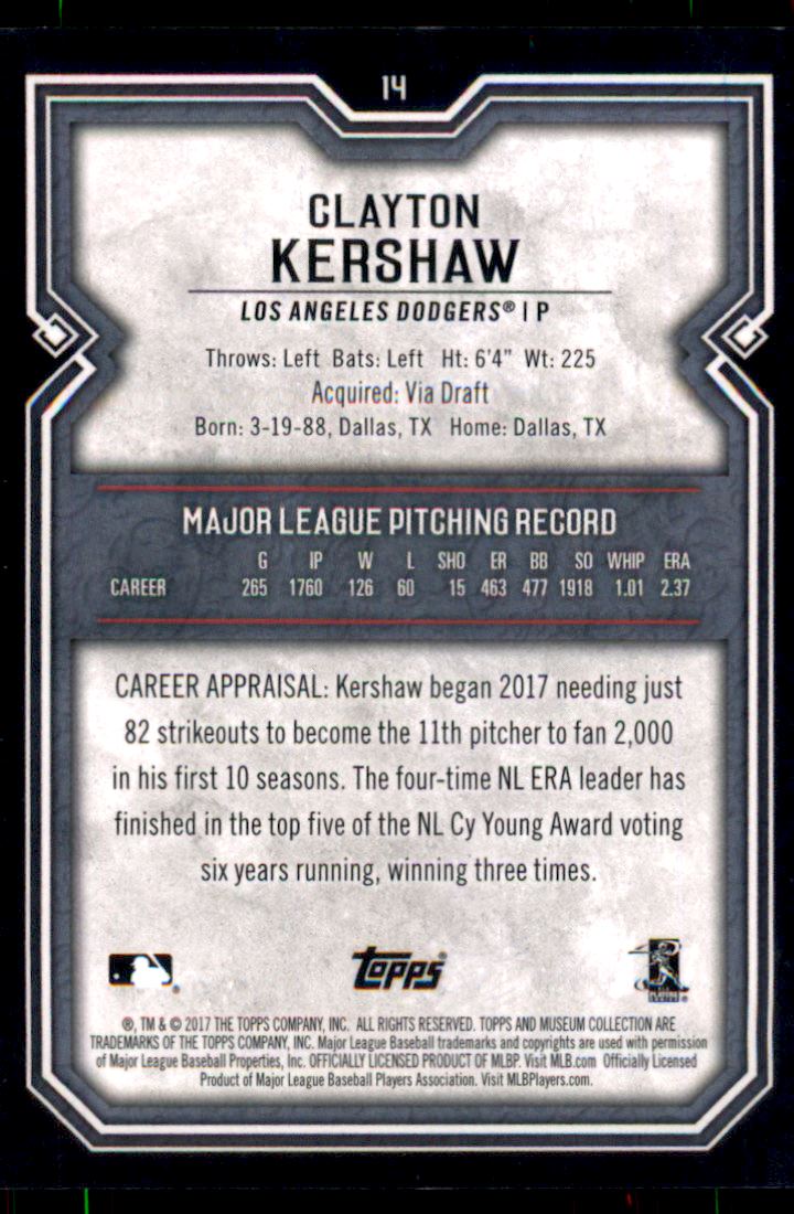 2017 Topps Museum Collection Copper #14 Clayton Kershaw