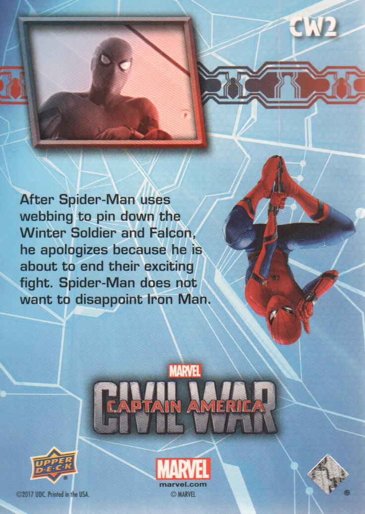 2017 Upper Deck Spider-Man Homecoming Civil War Images #CW2 View from the Top back image