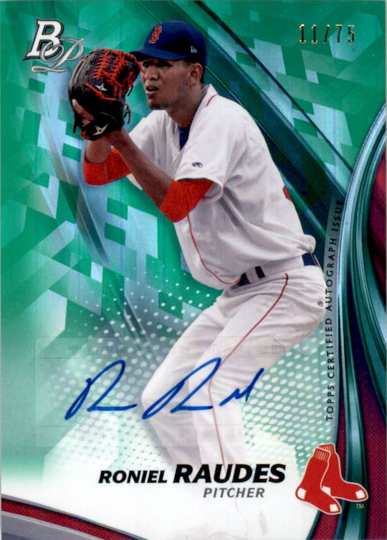 2017 Bowman Platinum Top Prospects Autographs Green #TPRRA Roniel Raudes