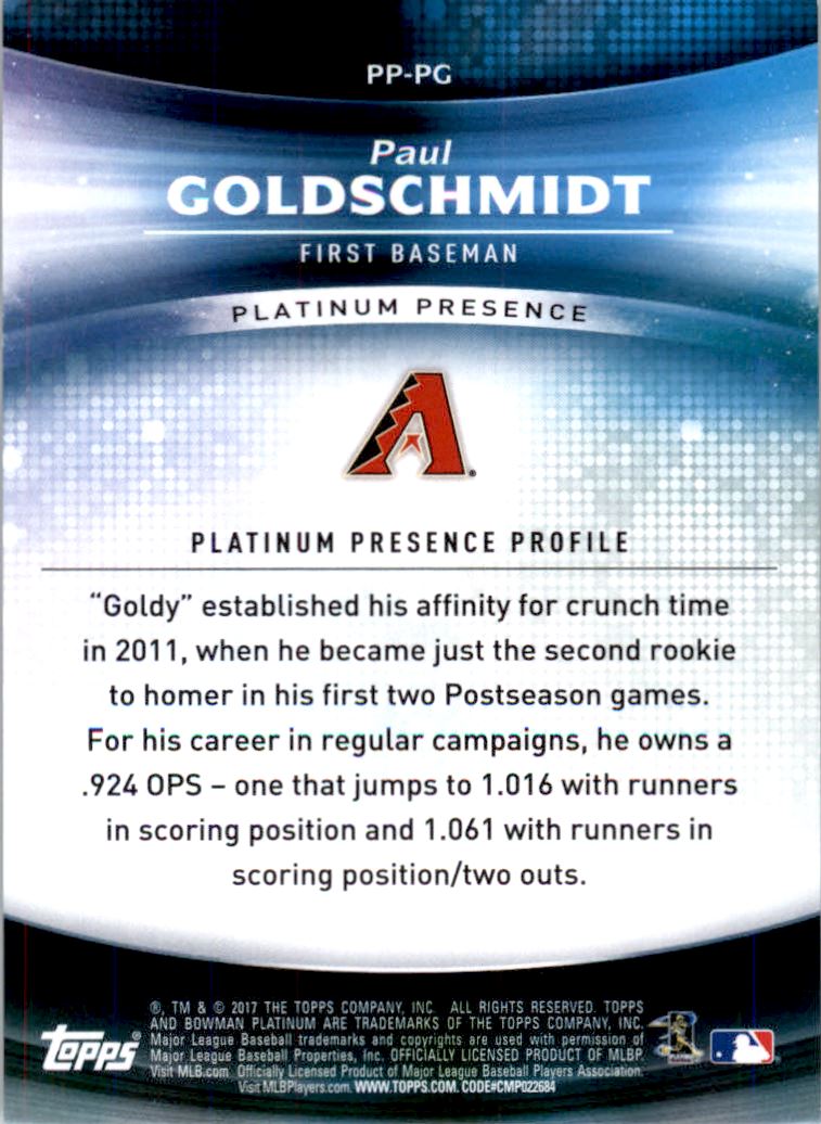 2017 Bowman Platinum Platinum Presence Green #PPPG Paul Goldschmidt