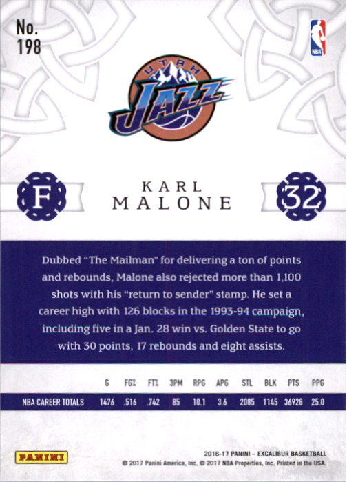 2016-17 Panini Excalibur #198 Karl Malone