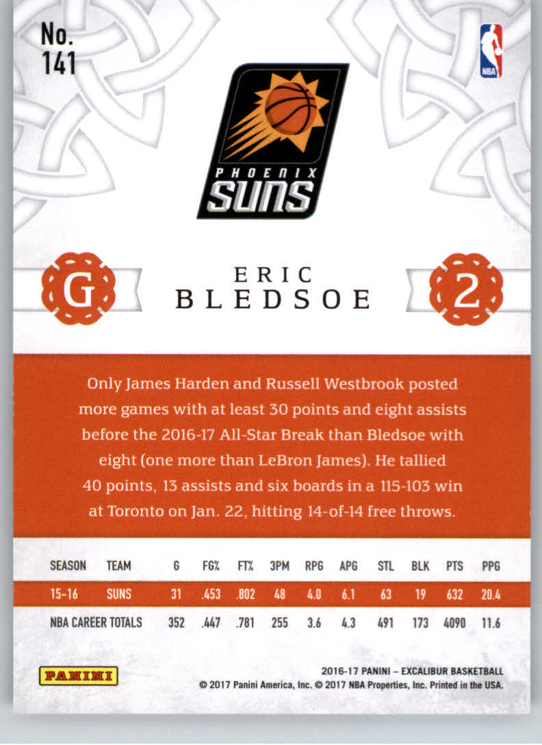 2016-17 Panini Excalibur Marquis #141 Eric Bledsoe back image