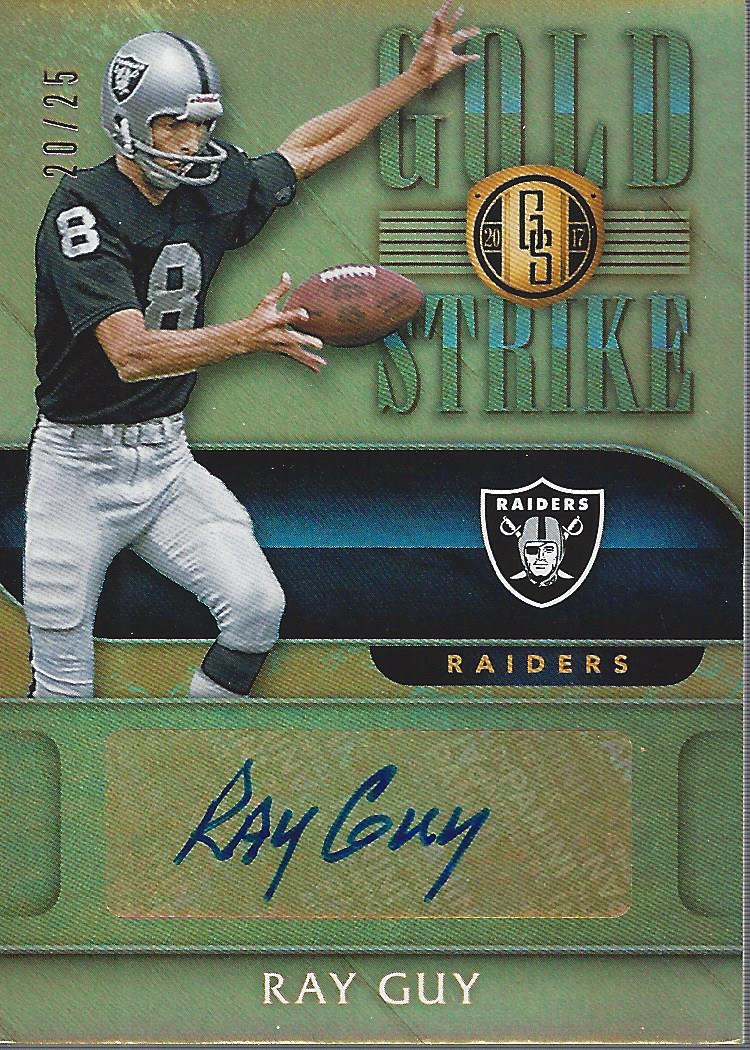2017 Panini Gold Standard Gold Strike Material Autographs #28 Ray Guy/25