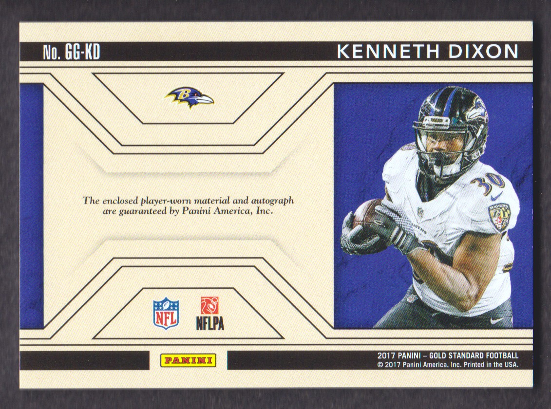 2017 Panini Gold Standard Good as Gold Autograph Materials #26 Kenneth Dixon/99 back image