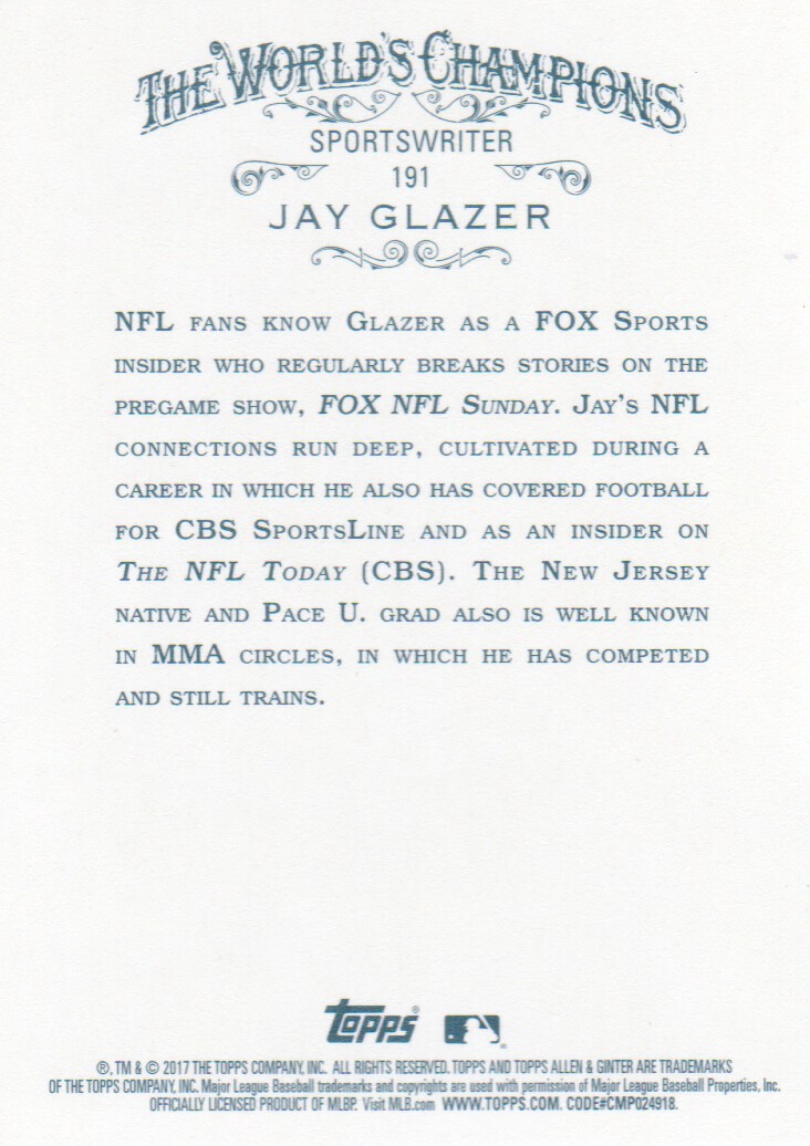 2017 Topps Allen and Ginter #191 Jay Glazer back image