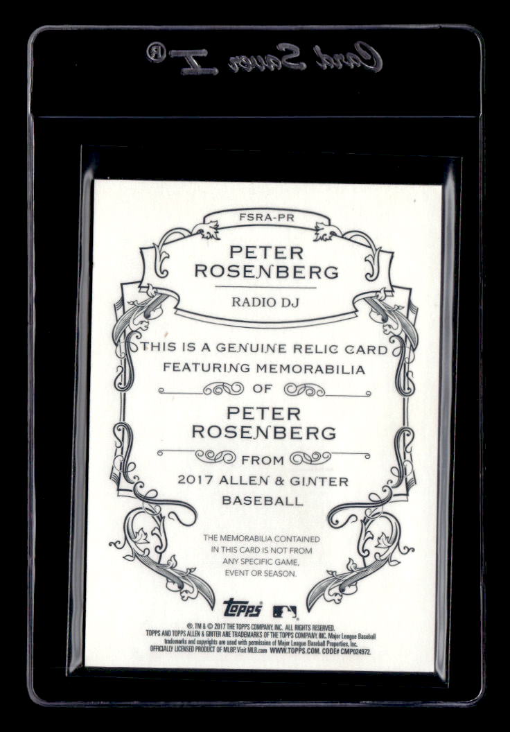 2017 Topps Allen and Ginter Relics #FSRAPR Peter Rosenberg A back image