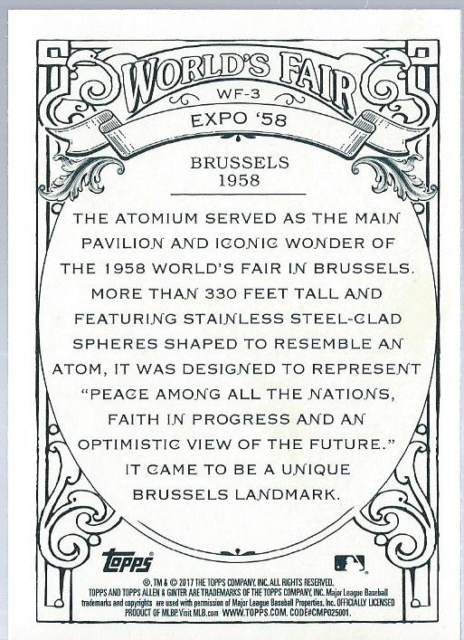 2017 Topps Allen and Ginter World's Fair #WF3 The Atomium/Expo '58 back image