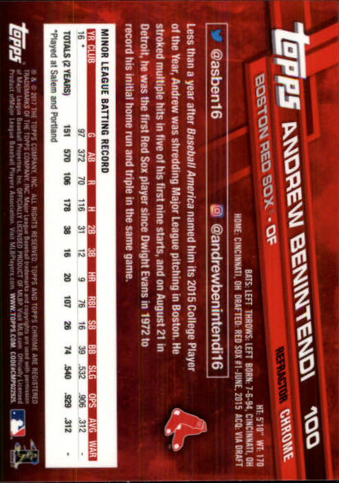 2017 Topps Chrome Refractors #100 Andrew Benintendi