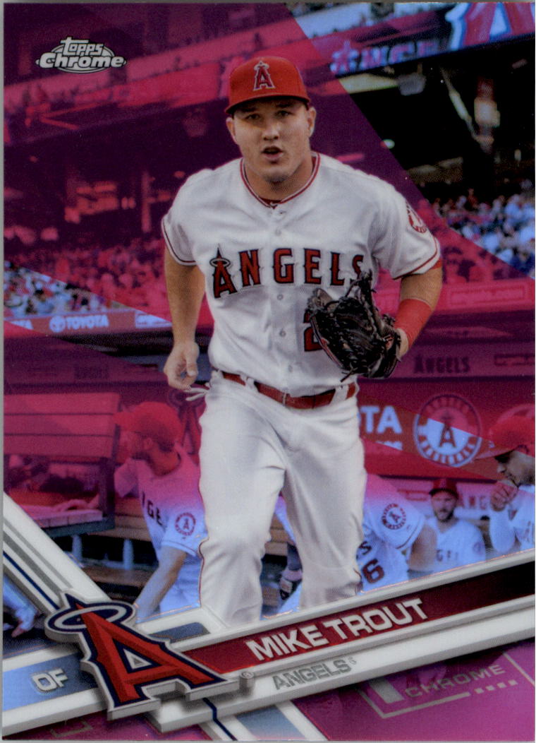 2017 Topps Chrome Mike Trout Red Jersey Green Refractor Angels 