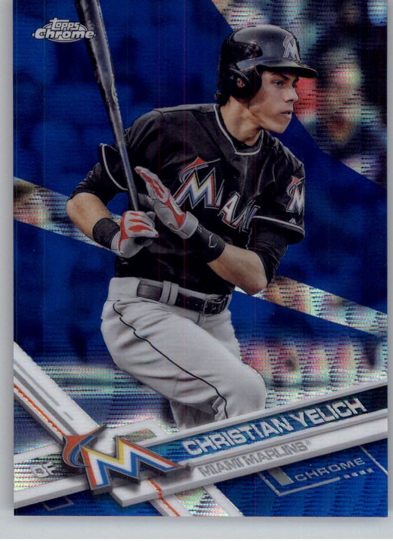 2017 Topps Chrome Blue Wave Refractors #72 Christian Yelich