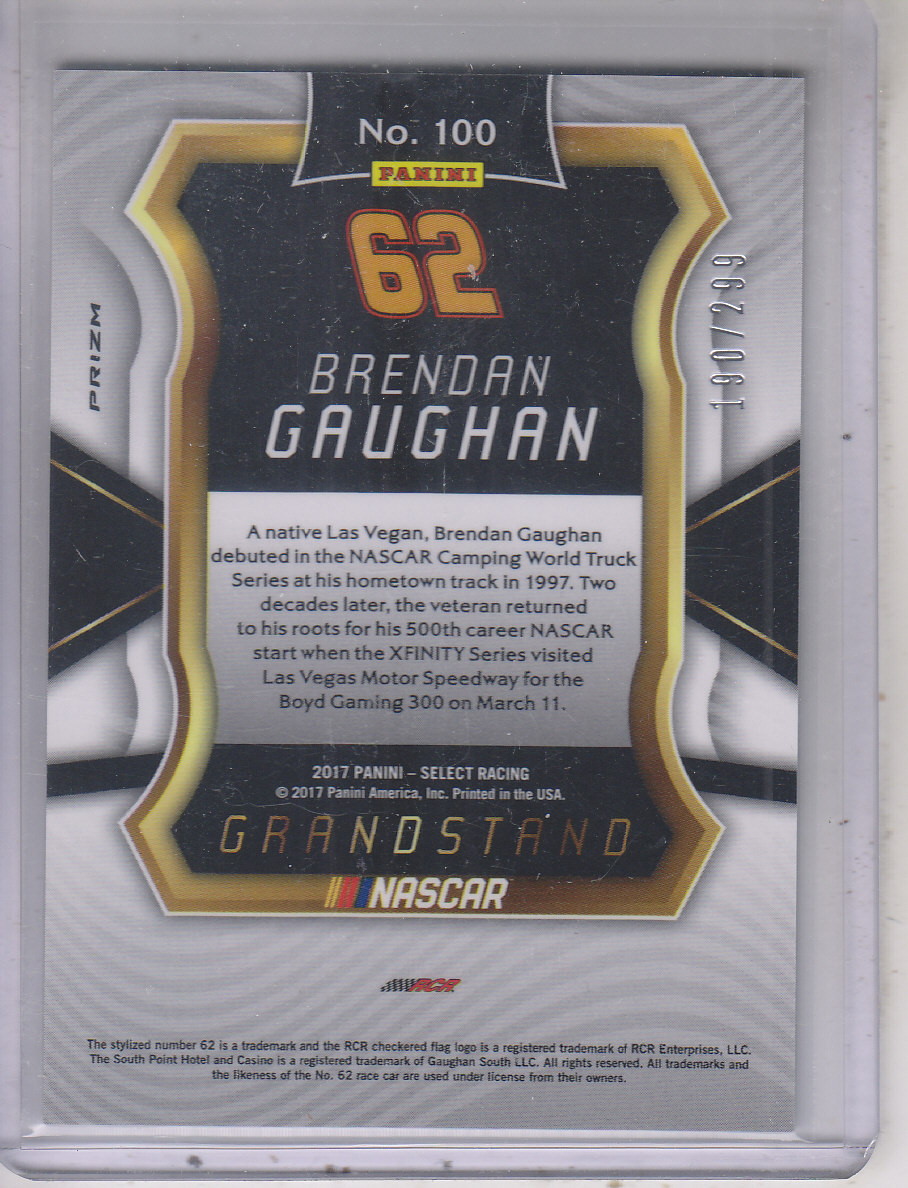 2017 Select Prizms Red White and Blue Pulsar #100 Brendan Gaughan back image