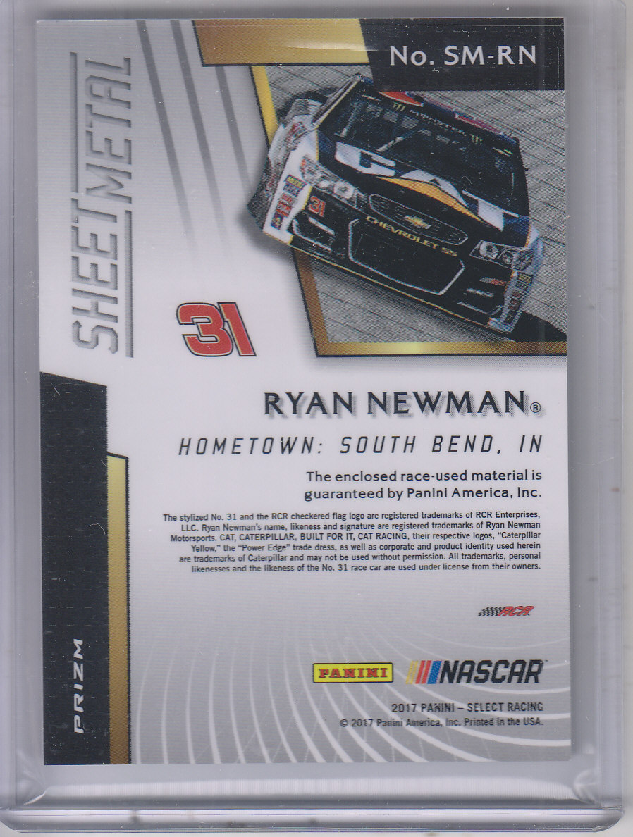 2017 Select Sheet Metal #23 Ryan Newman back image