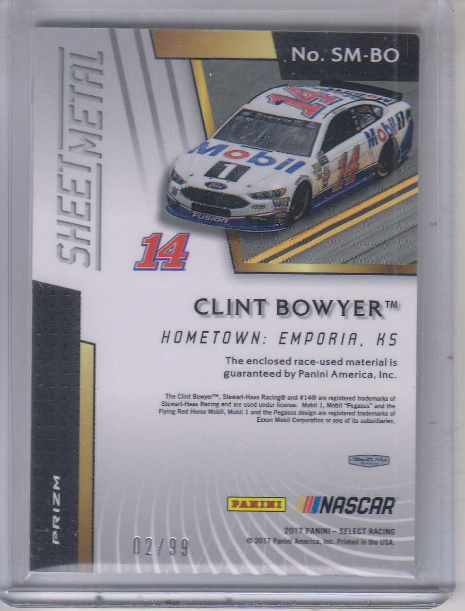 2017 Select Sheet Metal Prizms Red #4 Clint Bowyer/99 back image