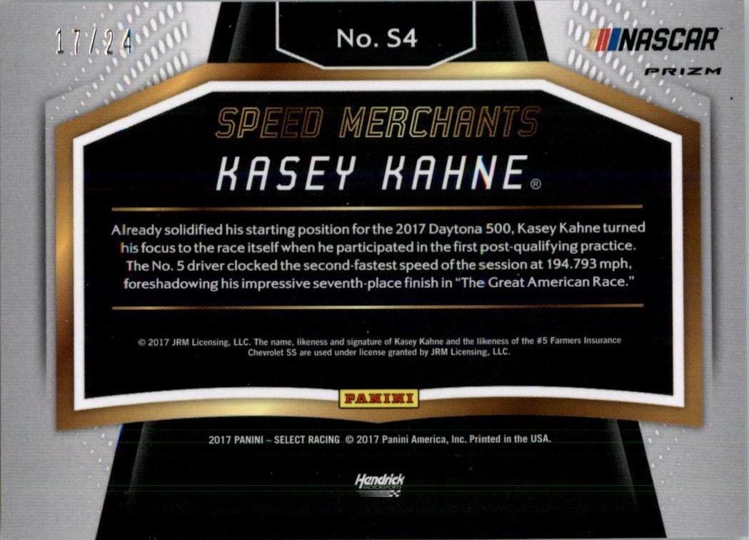 2017 Select Speed Merchants Prizms Tie Dye #4 Kasey Kahne back image