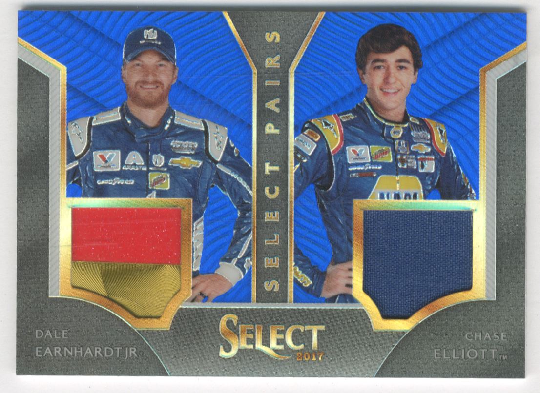 2017 Select Select Pairs Materials Prizms Blue #17 Chase Elliott/Dale Earnhardt Jr./30