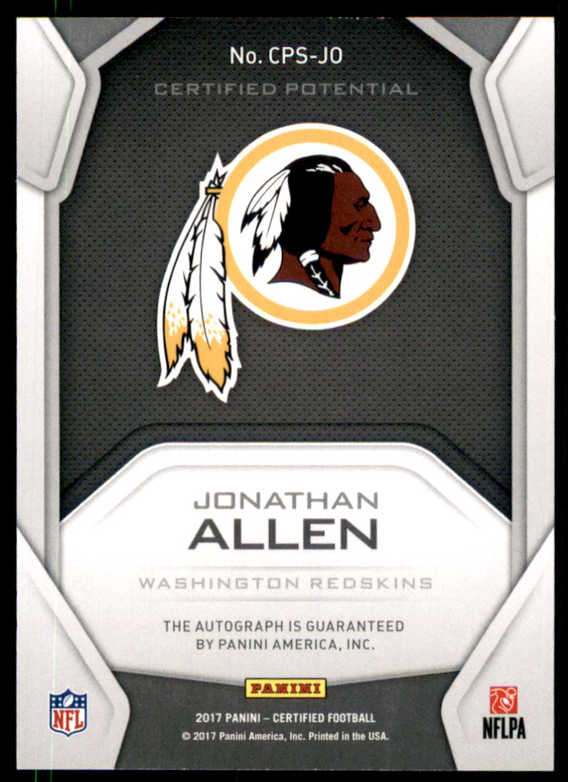 2017 Certified Potential Signatures Mirror Red #2 Jonathan Allen back image