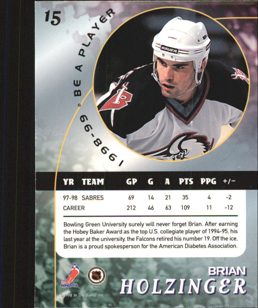 1998-99 Be A Player Gold #15 Brian Holzinger back image
