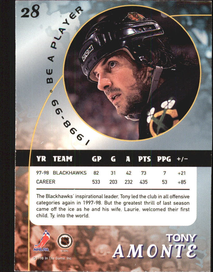 1998-99 Be A Player Gold #28 Tony Amonte back image