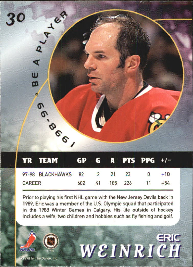 1998-99 Be A Player Gold #30 Eric Weinrich back image