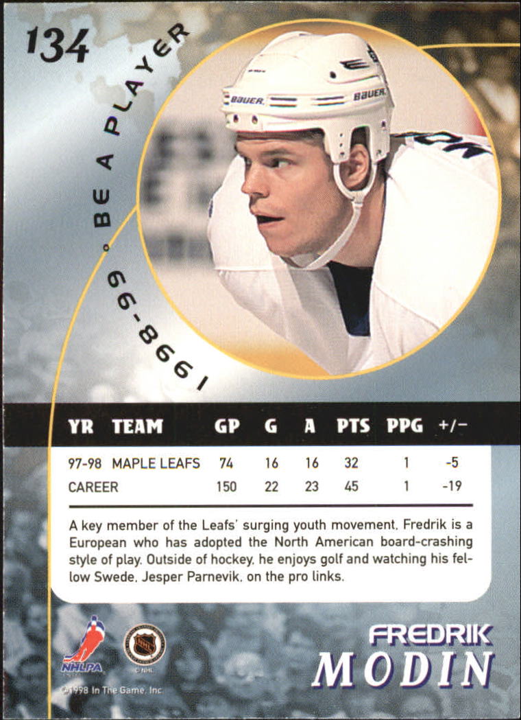 1998-99 Be A Player Gold #134 Fredrik Modin back image
