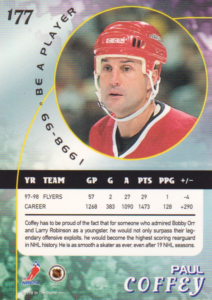 1998-99 Be A Player Gold #177 Paul Coffey back image