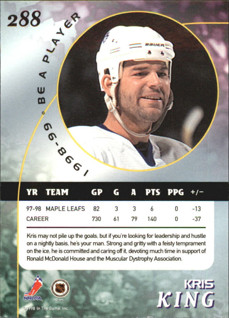 1998-99 Be A Player Gold #288 Kris King back image