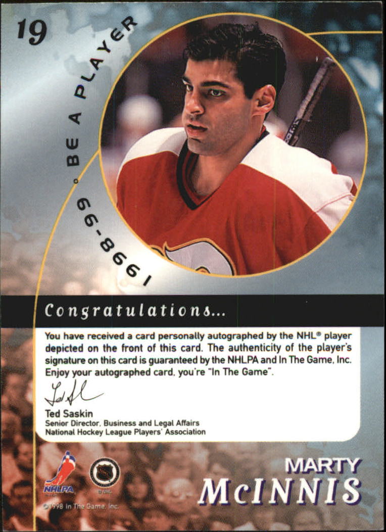 1998-99 Be A Player Autographs #19 Marty McInnis back image