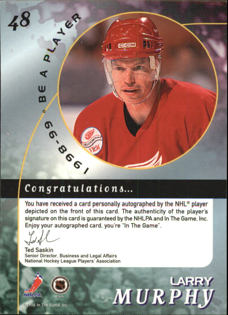 1998-99 Be A Player Autographs #48 Larry Murphy back image