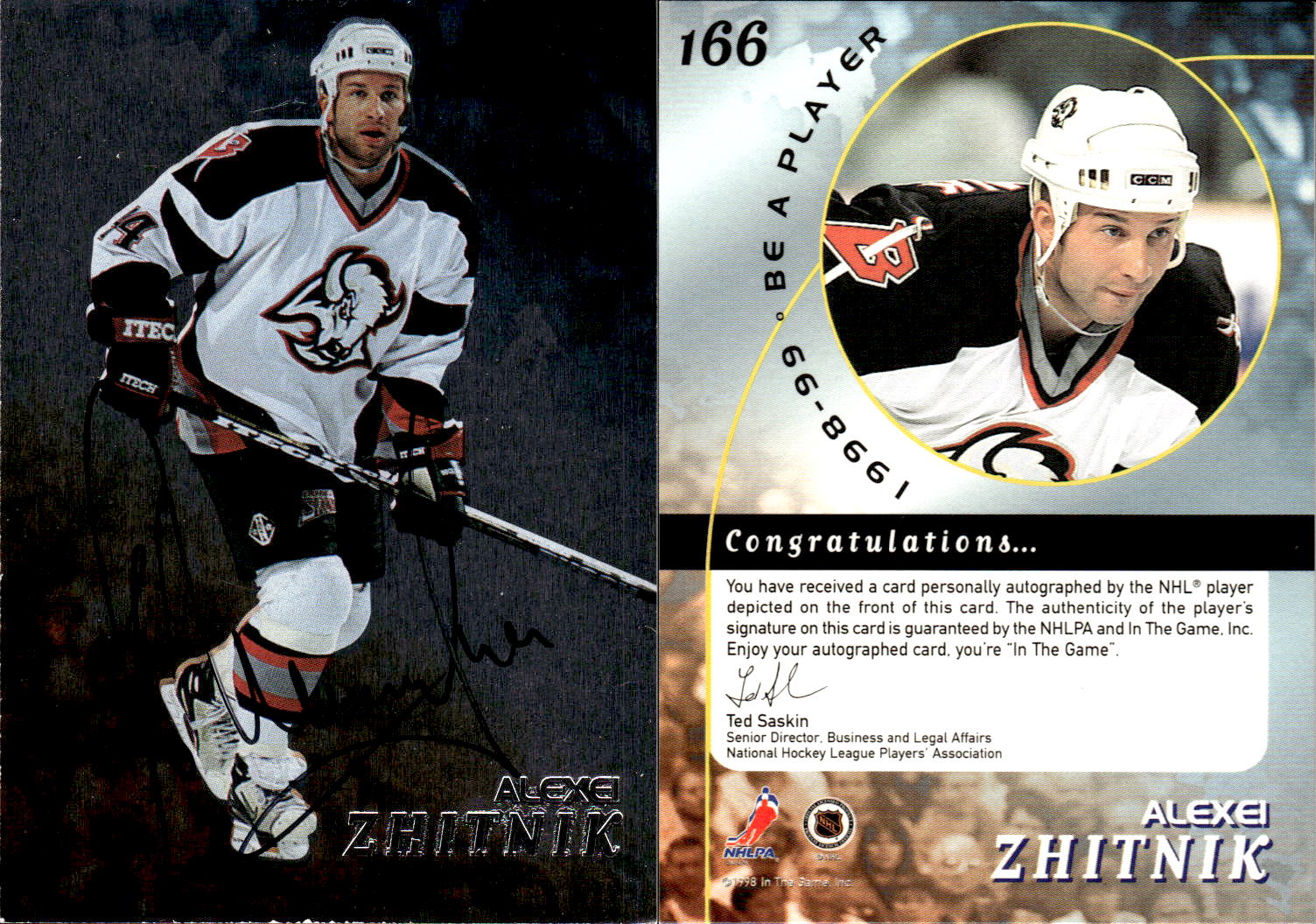 1998-99 Be A Player Autographs #166 Alexei Zhitnik