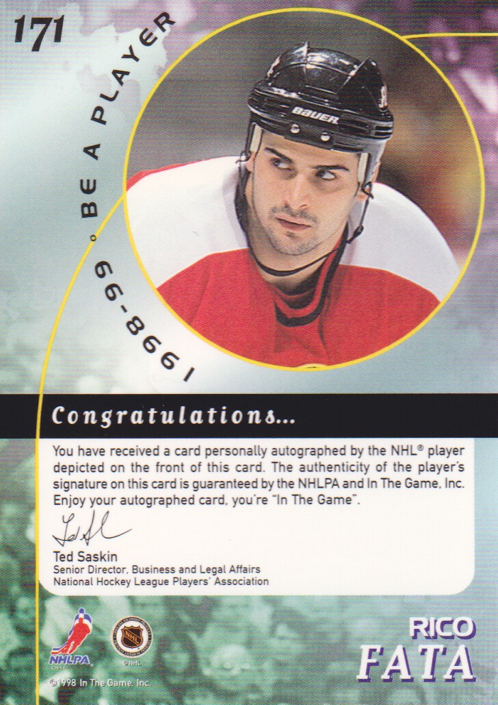 1998-99 Be A Player Autographs #171 Rico Fata back image
