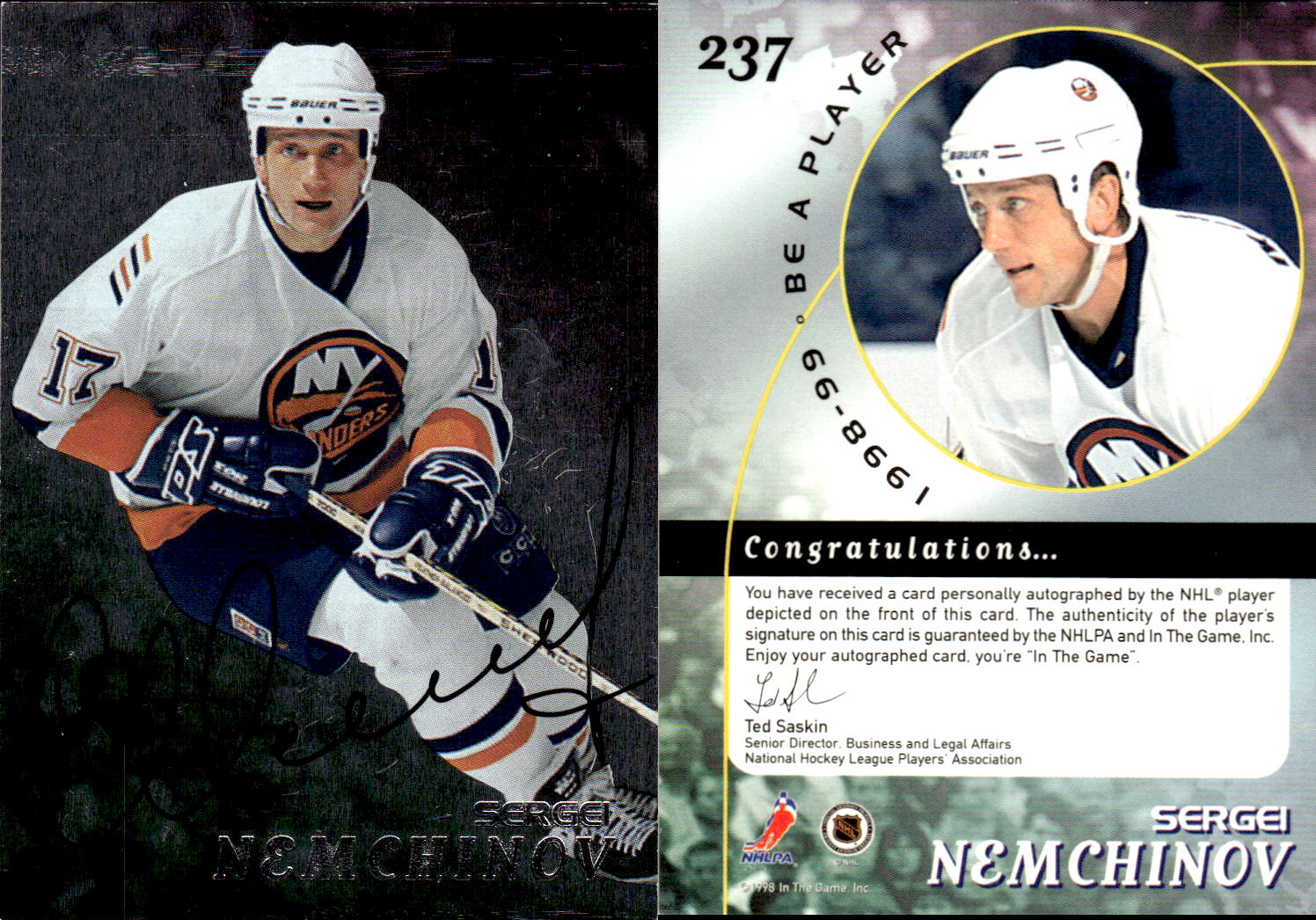 1998-99 Be A Player Autographs #237 Sergei Nemchinov