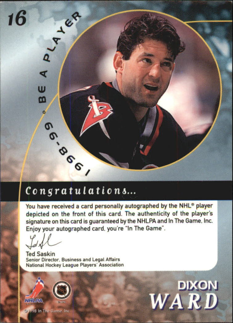1998-99 Be A Player Autographs Gold #16 Dixon Ward back image