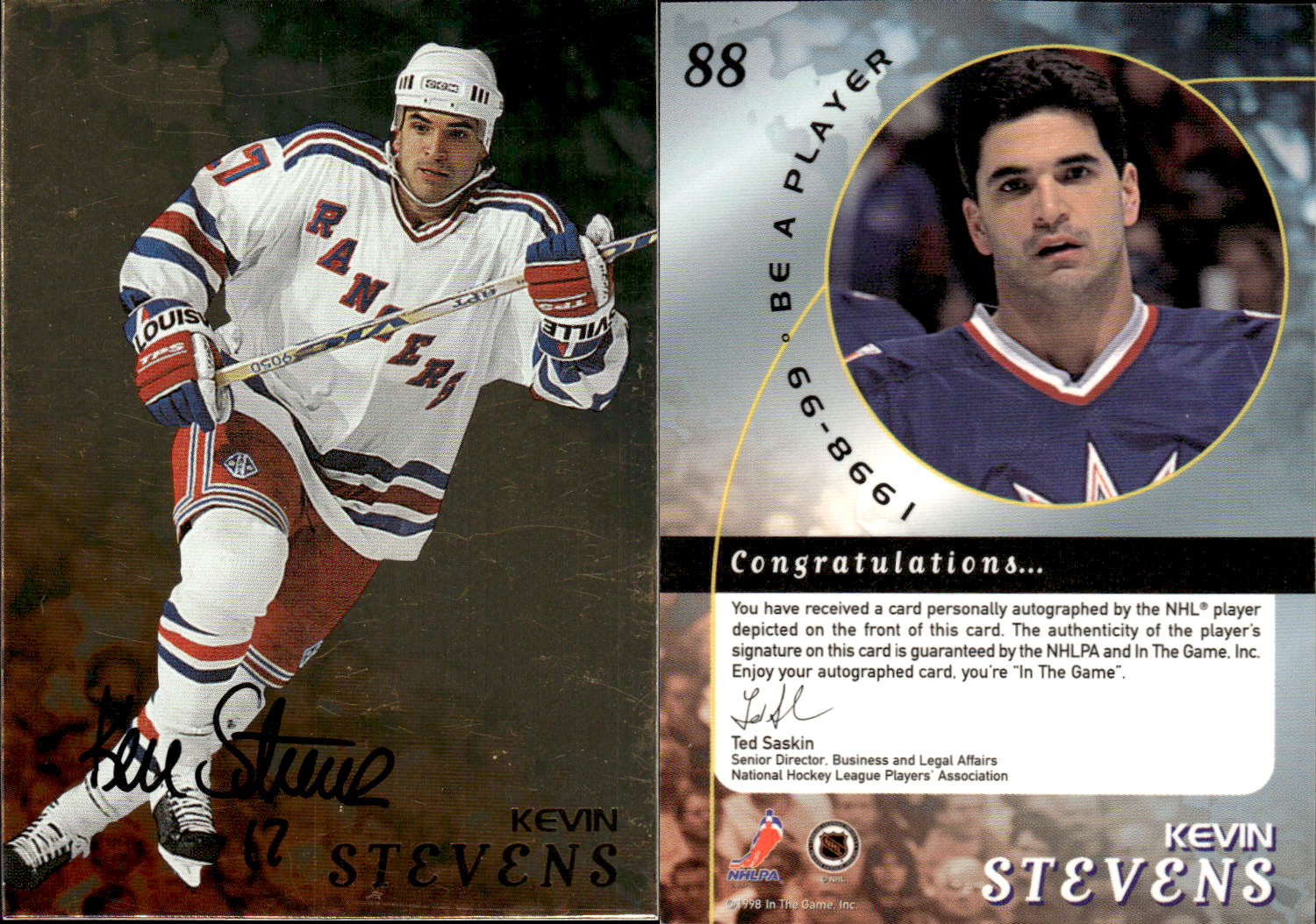 1998-99 Be A Player Autographs Gold #88 Kevin Stevens