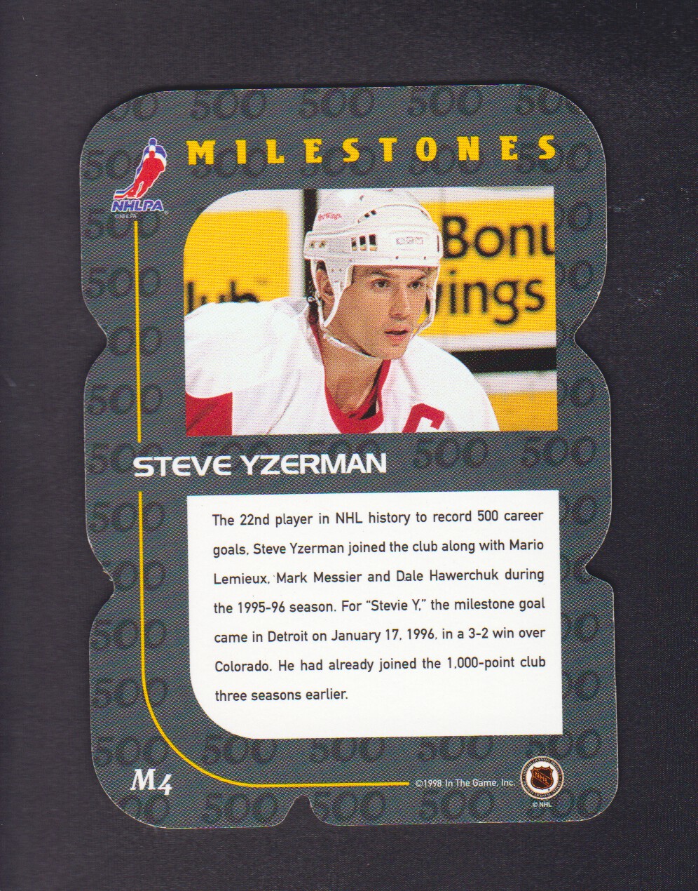 1998-99 Be A Player All-Star Milestones #M4 Steve Yzerman back image