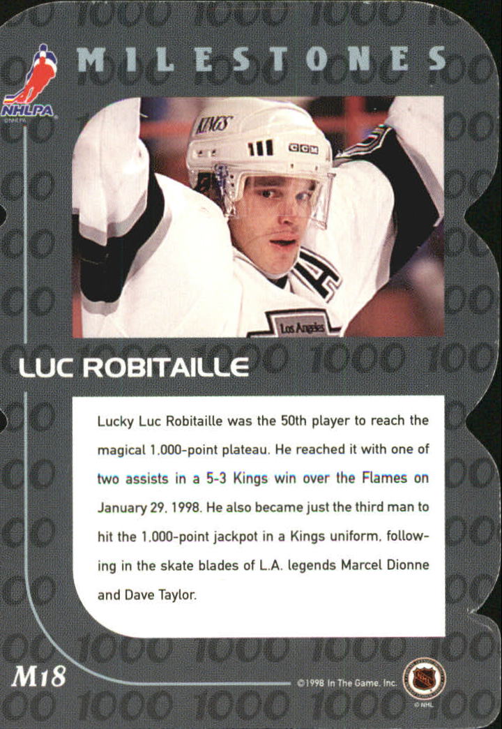 1998-99 Be A Player All-Star Milestones #M18 Luc Robitaille back image