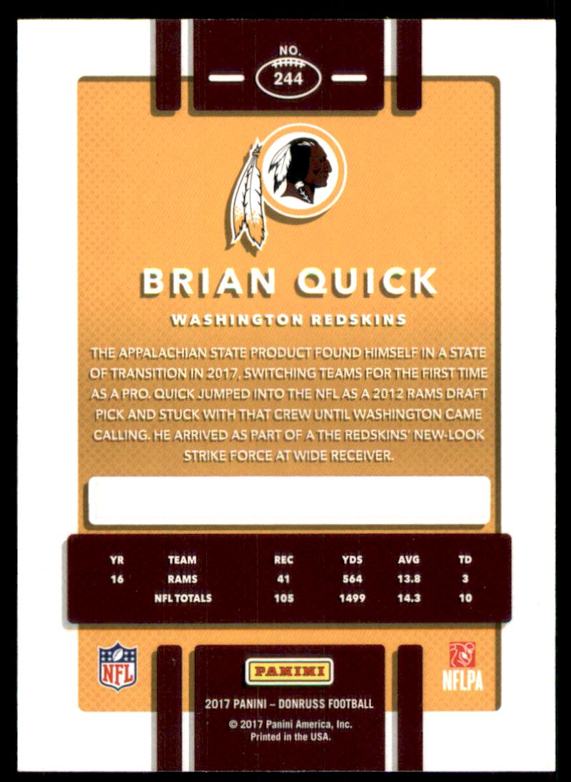 2017 Donruss Press Proofs Silver #244 Brian Quick back image