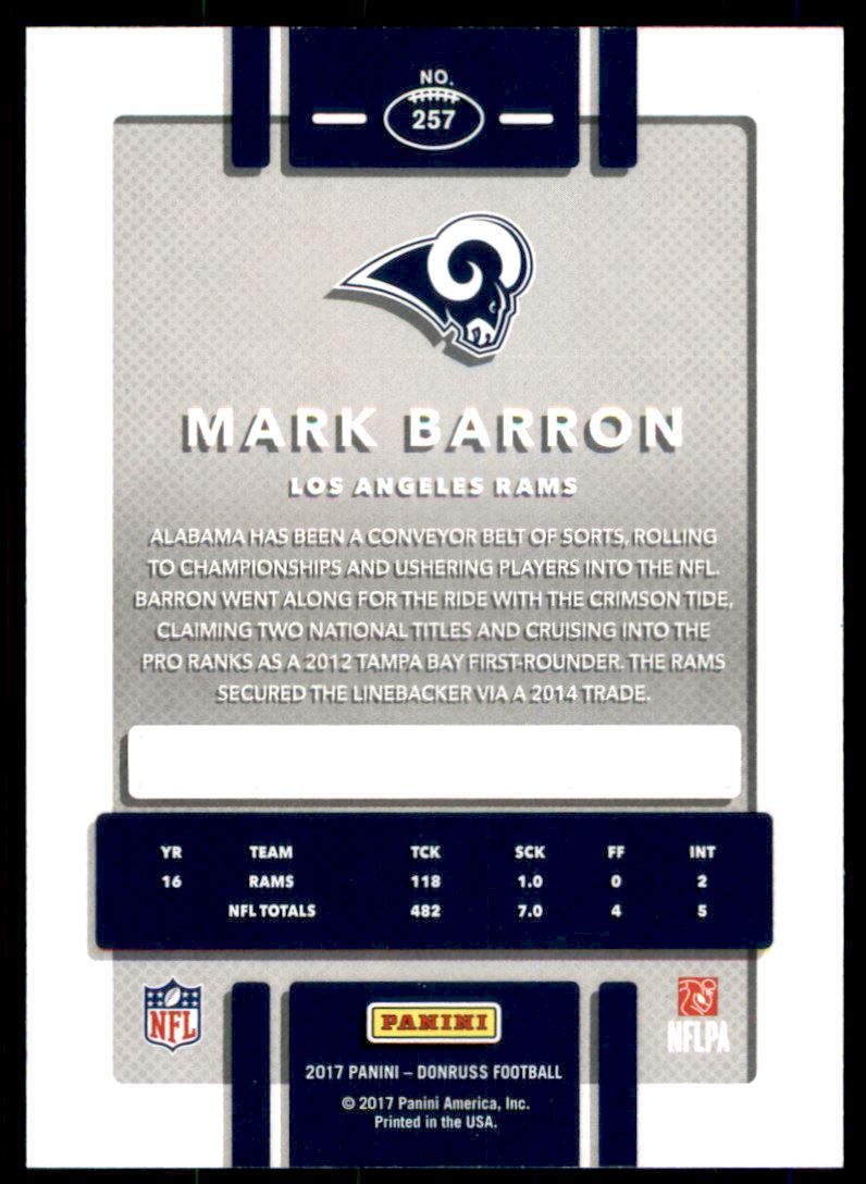 2017 Donruss Press Proofs Silver #257 Mark Barron back image