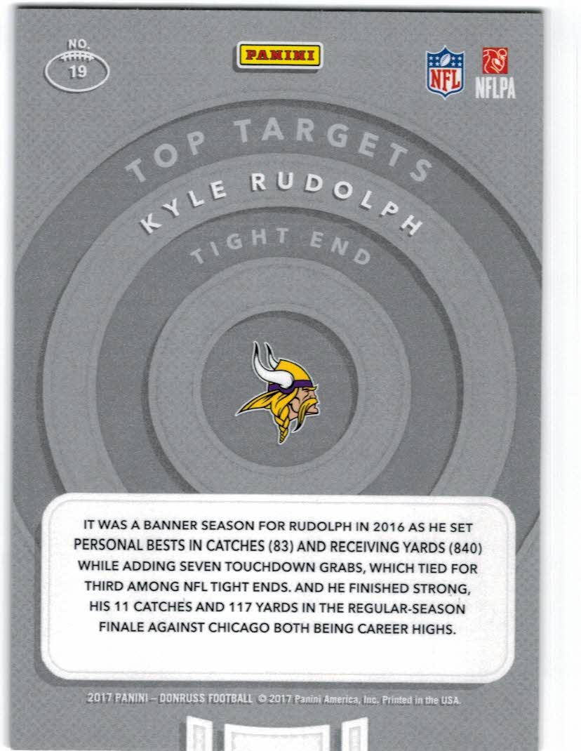 2017 Donruss Top Targets Holo #19 Kyle Rudolph back image